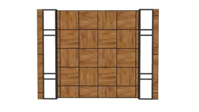 木制电视背景墙SU模型下载_sketchup草图大师SKP模型