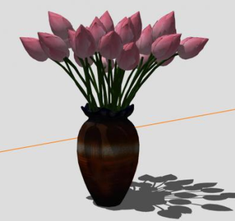花瓶插花SU模型下载_sketchup草图大师SKP模型