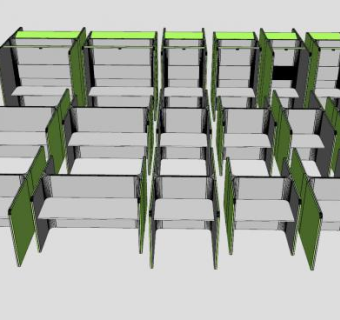 双人隔断桌办公桌SU模型下载_sketchup草图大师SKP模型