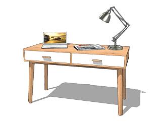 现代木质书桌台灯SU模型下载_sketchup草图大师SKP模型