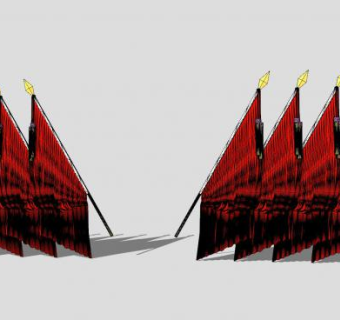 党旗插旗装饰品SU模型下载_sketchup草图大师SKP模型