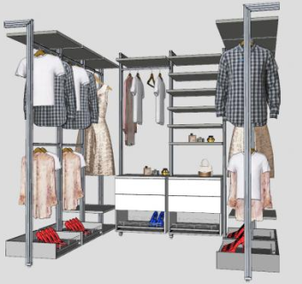 衣橱架衣物SU模型下载_sketchup草图大师SKP模型