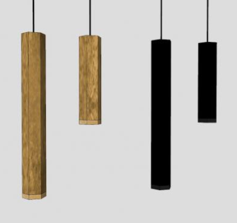 简易木质长吊灯SU模型下载_sketchup草图大师SKP模型