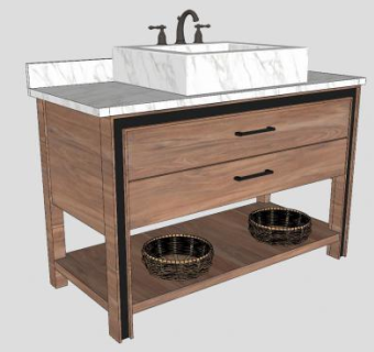 浴室柜洗手池简约型SU模型下载_sketchup草图大师SKP模型