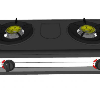 老式双燃气灶煤气灶SU模型下载_sketchup草图大师SKP模型