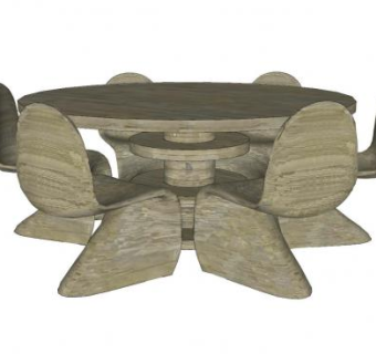 木制小圆桌SU模型下载_sketchup草图大师SKP模型