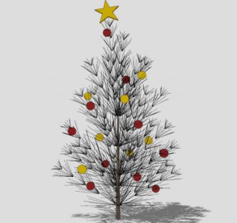 圣诞树带五角星SU模型下载_sketchup草图大师SKP模型