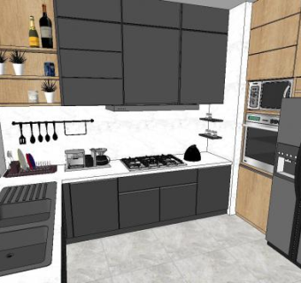 现代北欧风格厨房SU模型下载_sketchup草图大师SKP模型