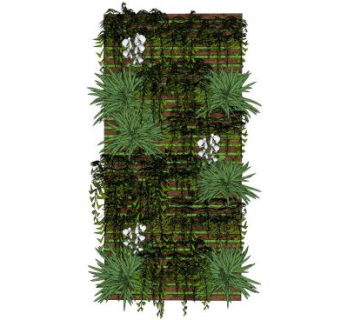 绿植墙架室内装饰SU模型下载_sketchup草图大师SKP模型