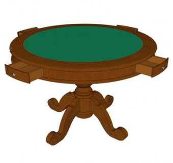 欧式麻将桌圆形桌SU模型下载_sketchup草图大师SKP模型