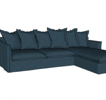 蓝色L型沙发家具SU模型下载_sketchup草图大师SKP模型