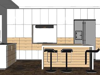 现代小型开放式厨房SU模型下载_sketchup草图大师SKP模型
