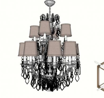 欧式精美小吊灯灯具SU模型下载_sketchup草图大师SKP模型