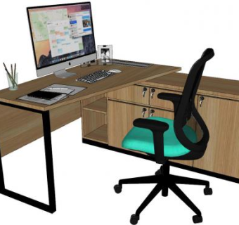 办公桌电脑桌椅SU模型下载_sketchup草图大师SKP模型