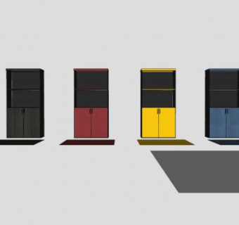 小书柜组合柜家具SU模型下载_sketchup草图大师SKP模型