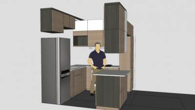 小空间厨房橱柜SU模型下载_sketchup草图大师SKP模型