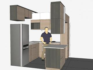 小空间厨房橱柜SU模型下载_sketchup草图大师SKP模型
