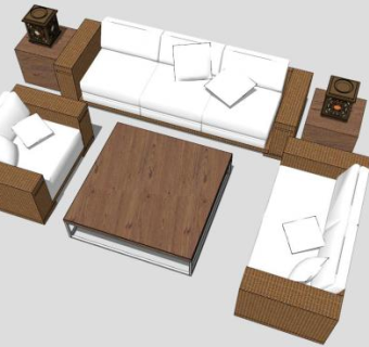 现代简约组合沙发sketchup模型下载_sketchup草图大师SKP模型
