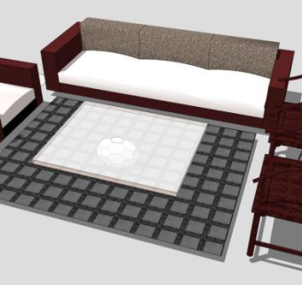 现代简易组合沙发SU模型下载_sketchup草图大师SKP模型