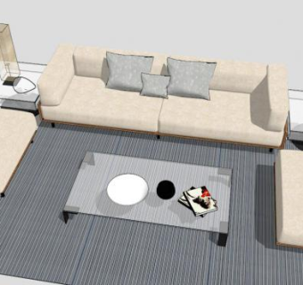 简约现代组合沙发SU模型下载_sketchup草图大师SKP模型