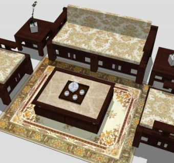 古典中式沙发组合sketchup模型下载_sketchup草图大师SKP模型