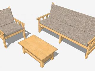 现代木质组合沙发sketchup模型下载_sketchup草图大师SKP模型