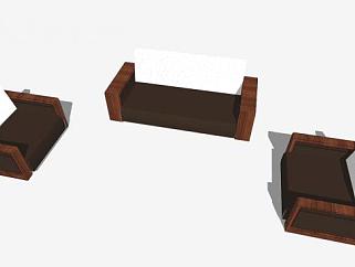 中式简约木质组合沙发SU模型下载_sketchup草图大师SKP模型