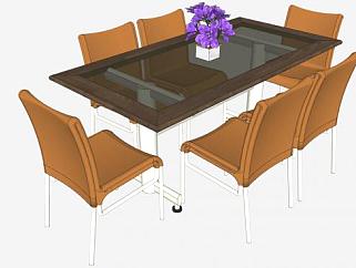 玻璃餐桌椅家具sketchup模型下载_sketchup草图大师SKP模型