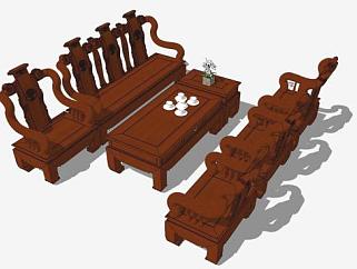 古典中式红木组合沙发sketchup模型下载_sketchup草图大师SKP模型