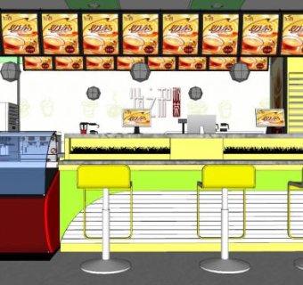 饮品奶茶店SU模型下载_sketchup草图大师SKP模型