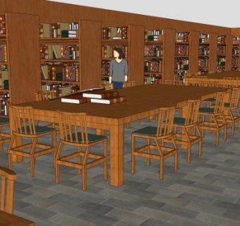小型图书馆SU模型下载_sketchup草图大师SKP模型