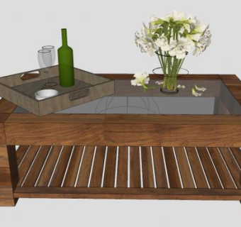 木质茶几工艺品SU模型下载_sketchup草图大师SKP模型