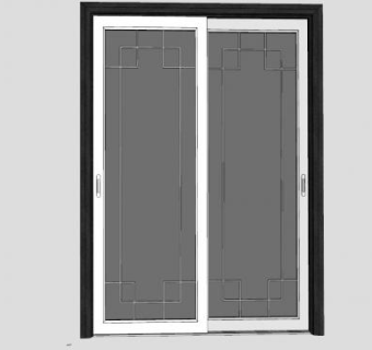 新中式推拉门玻璃门SU模型下载_sketchup草图大师SKP模型