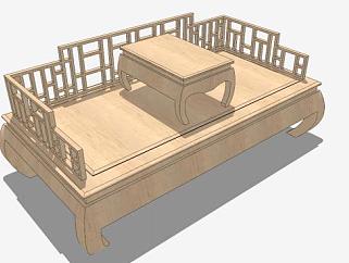 古典中式双人沙发SU模型下载_sketchup草图大师SKP模型