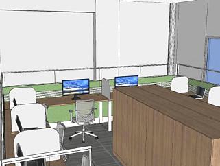 小型办公室会议室室内SU模型下载_sketchup草图大师SKP模型