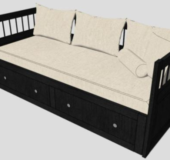 新中式木质三人沙发SU模型下载_sketchup草图大师SKP模型