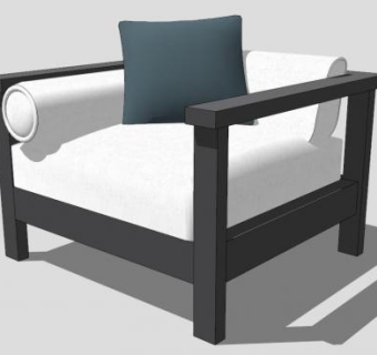 现代简约单人沙发SU模型下载_sketchup草图大师SKP模型