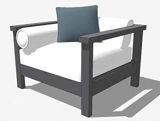 现代简约单人沙发SU模型下载_sketchup草图大师SKP模型