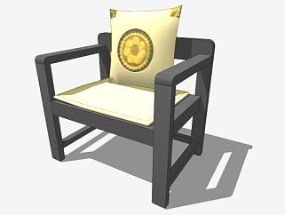 古典中式单人沙发SU模型下载_sketchup草图大师SKP模型