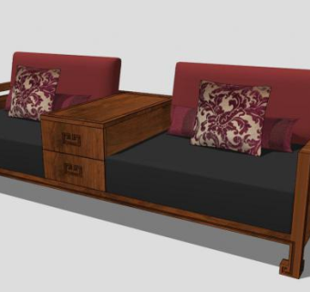 古典中式双人沙发SKP模型下载_sketchup草图大师SKP模型