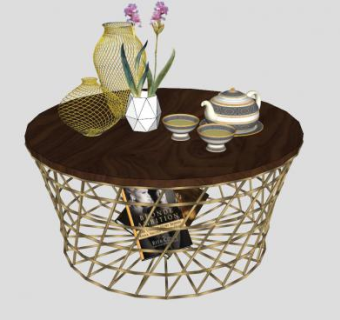 圆形咖啡桌茶桌SU模型下载_sketchup草图大师SKP模型