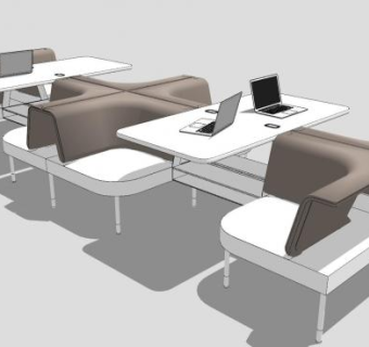 客户对接接待办公桌椅洽谈桌SU模型下载_sketchup草图大师SKP模型