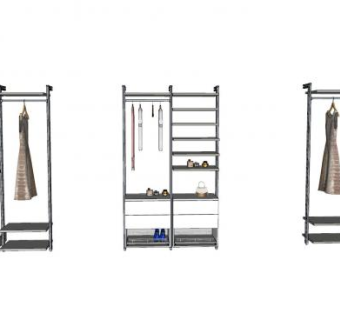 开放式衣柜和衣服SU模型下载_sketchup草图大师SKP模型