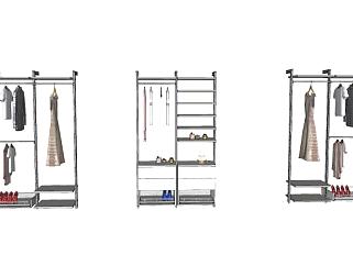 开放式衣柜和衣服SU模型下载_sketchup草图大师SKP模型