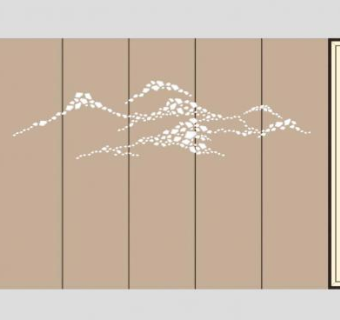 新中式装修背景墙SKP模型下载_sketchup草图大师SKP模型