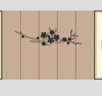 新中式简约风格背景墙sketchup模型下载_sketchup草图大师SKP模型