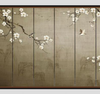 新中式简约装修背景墙sketchup模型下载_sketchup草图大师SKP模型