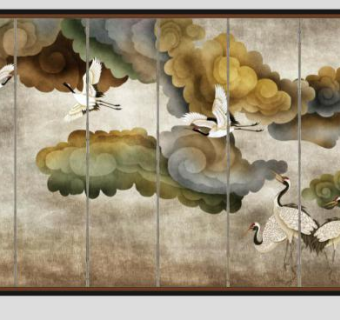 新中式古典背景墙SU模型下载_sketchup草图大师SKP模型