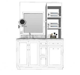 简约浴室柜洗手池带镜子SU模型下载_sketchup草图大师SKP模型