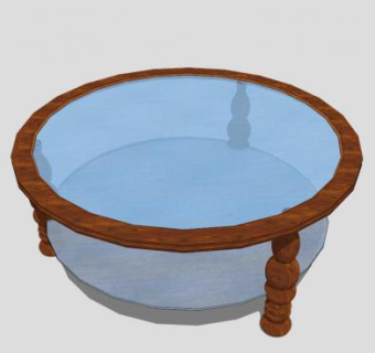 新中式圆茶几SU模型下载_sketchup草图大师SKP模型